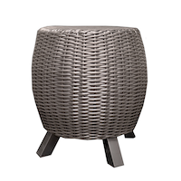 JR Home Premium Lisa Wicker Stool End Table, Matte Black Front_Three_Fourths_Angled_Left