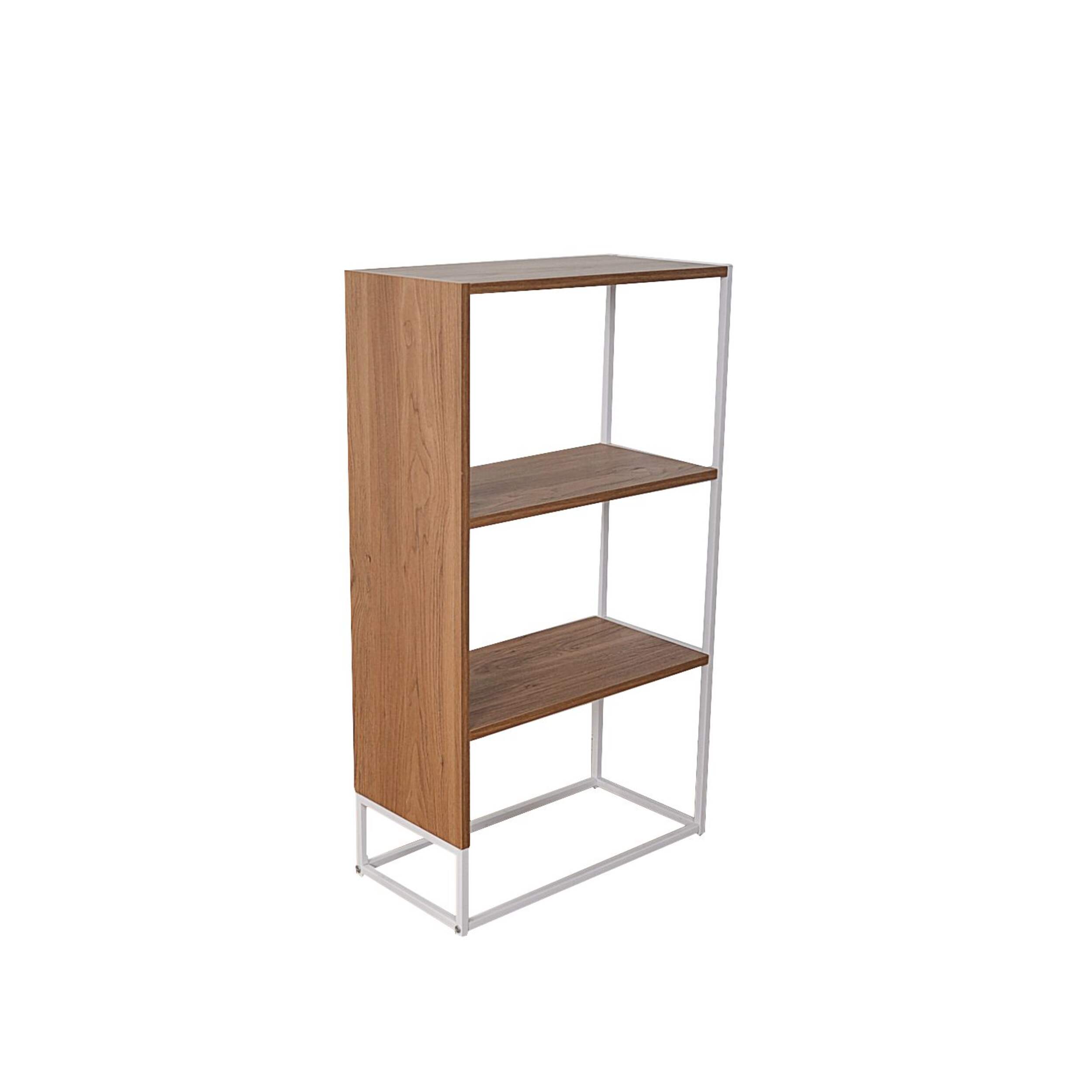 JR Home Milo Collection 3-Tier 2-Tone Bookshelf, Brown Front_Three_Fourths_Angled_Right