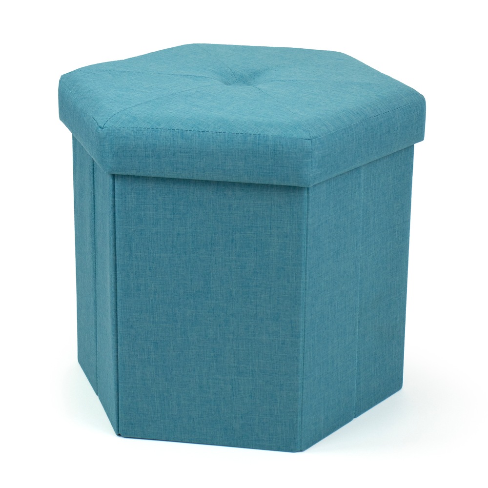 Humble Crew Devon Hexagonal Upholstered Collapsible Storage Ottoman