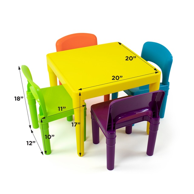 Humble Crew Kids' Lightweight Plastic Table & 4Chair Set, Multicolour Canadian Tire