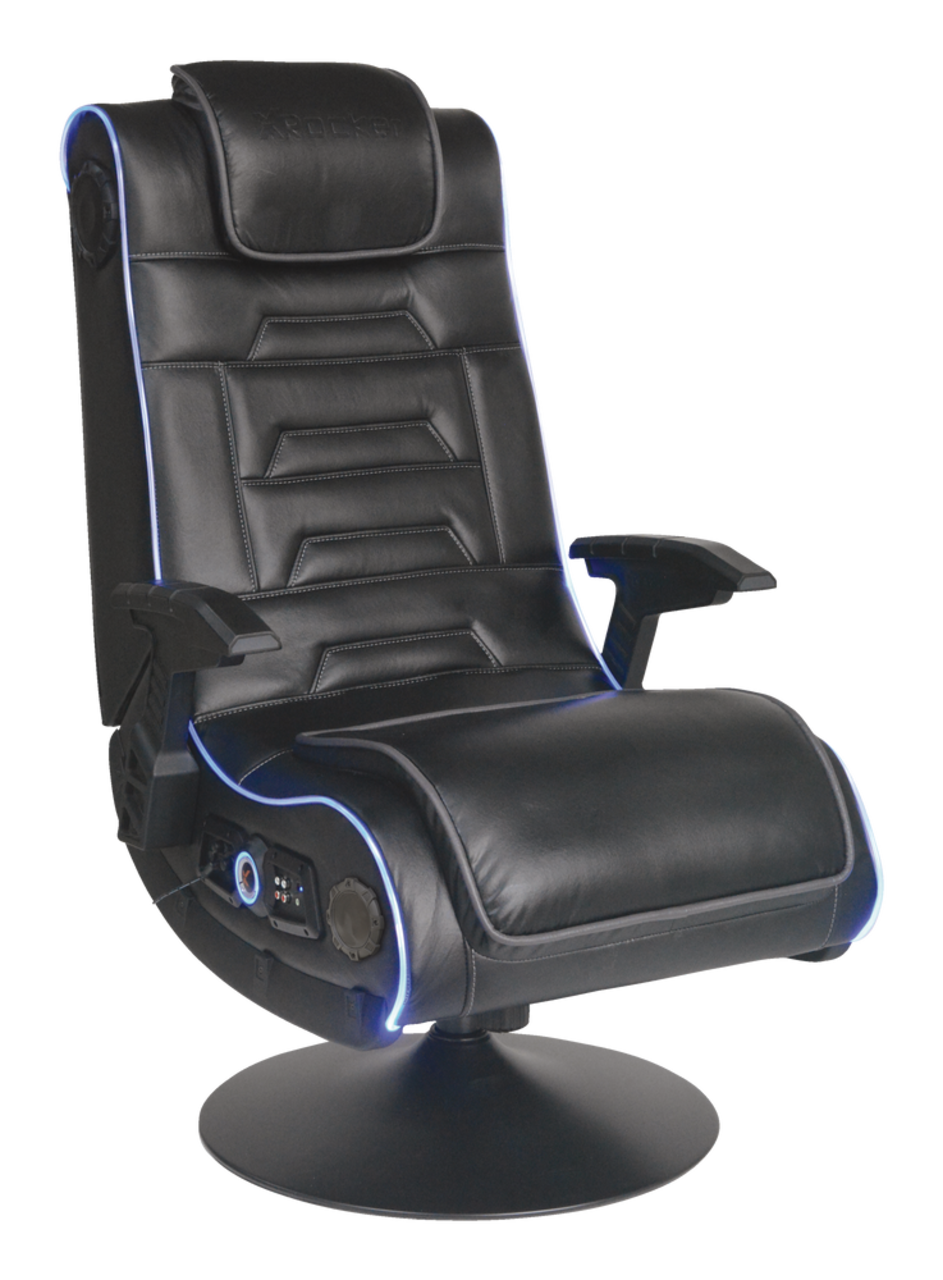 Chaise Gaming avec lumière LED et Bluetooth Fauteuil Gamer avec  haut-parleur Noir et bleu