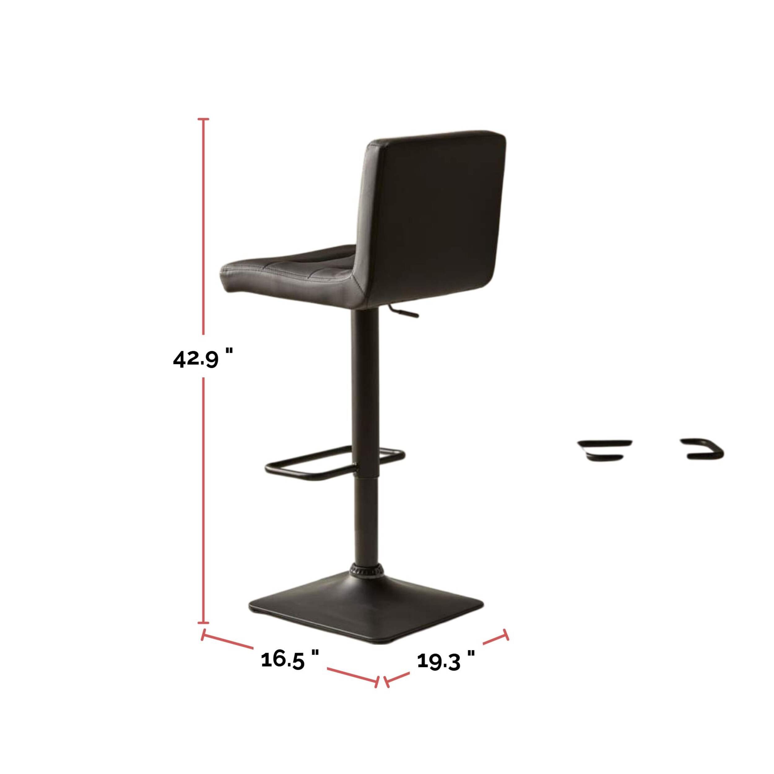 Bouclair Adjustable Black Faux Leather/Metal Bar Stool Composite_or_Mixed