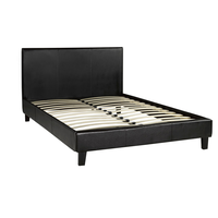 Brassex Hamilton Platform Bed, Black, Queen Front_Angled_Right
