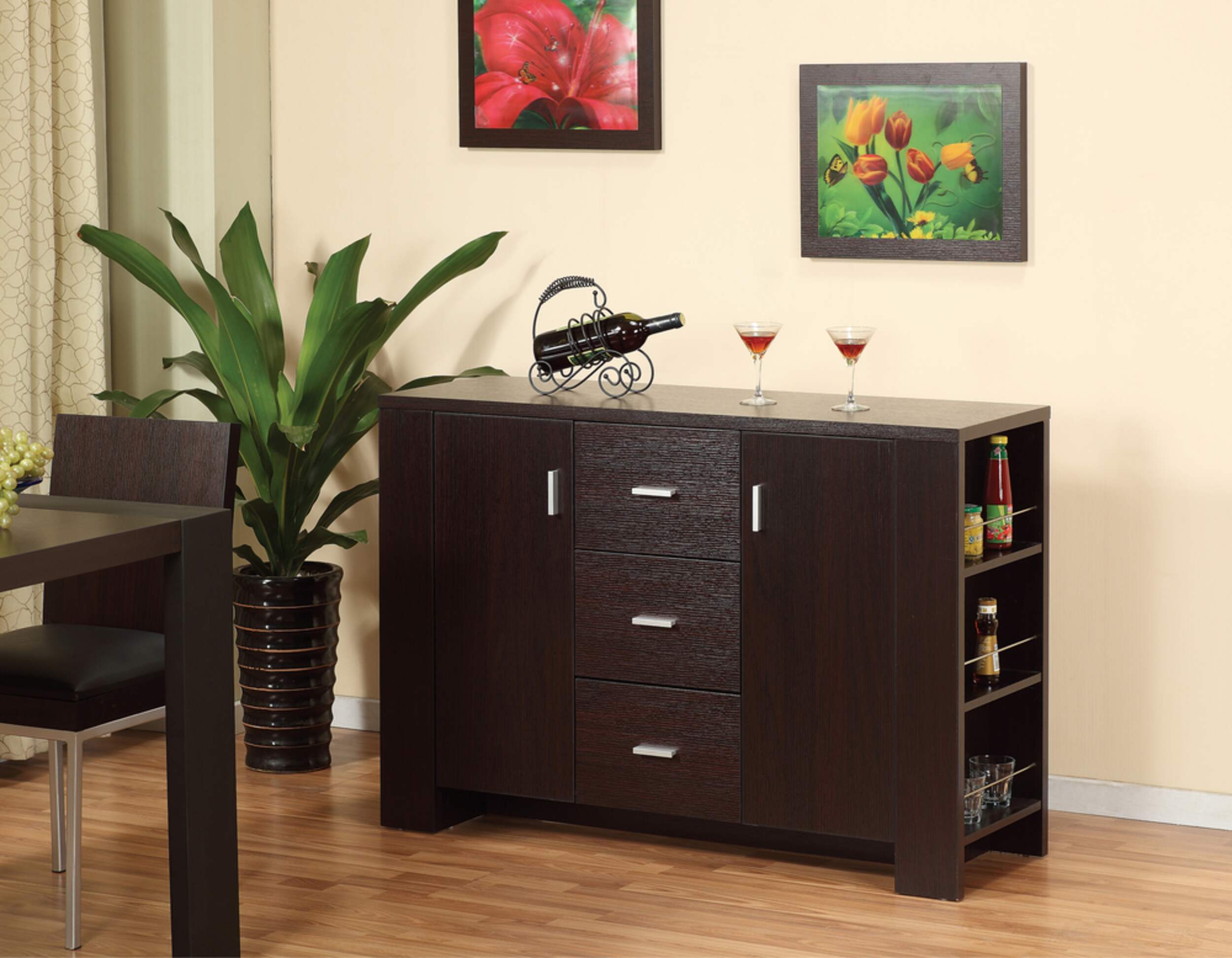 Brassex Ashton Freestanding Dining Buffet/Server with Storage, Dark
