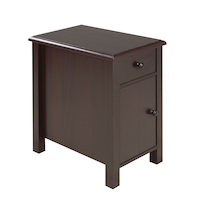 Brassex Slim End/Side Table with Storage, Dark Cherry,  24-in Front_Angled_Right