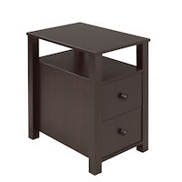 Brassex Traditional Side Table with Storage Drawers, Dark Cherry, 24-in Front_Angled_Right