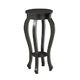 Brassex Classic Curved-Leg Plant Stand with Storage, Dark Cherry Front_Flat