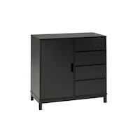 Brassex Slim Wooden Dining Buffet/Server with Storage, Black Front_Angled_Right