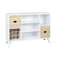 Brassex 2-Tone Wooden Dining Buffet/Server with Storage, White/Oak Front_Angled_Right