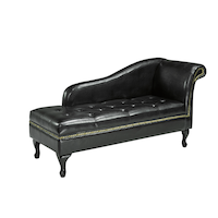 Brassex Fabric Storage Chaise, Black Front_Angled_Right