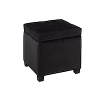 Pouf de rangement cubique en tissu Brassex Front_Angled_Right