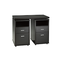 Bureau de travail avec rangement et côté extensible Brassex, cerisier foncé