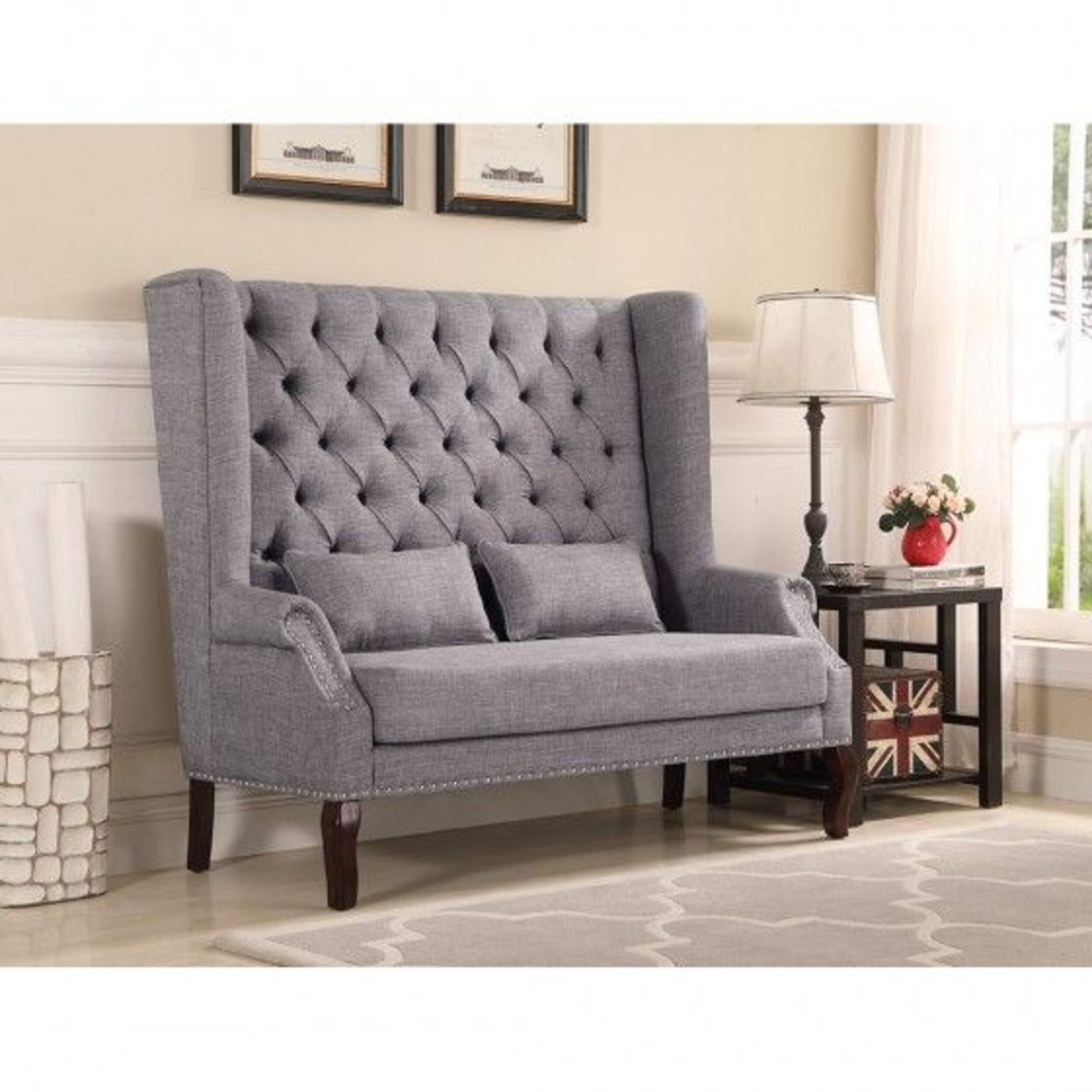 Brassex Tufted Accent Loveseat with Cushions Canadian Tire