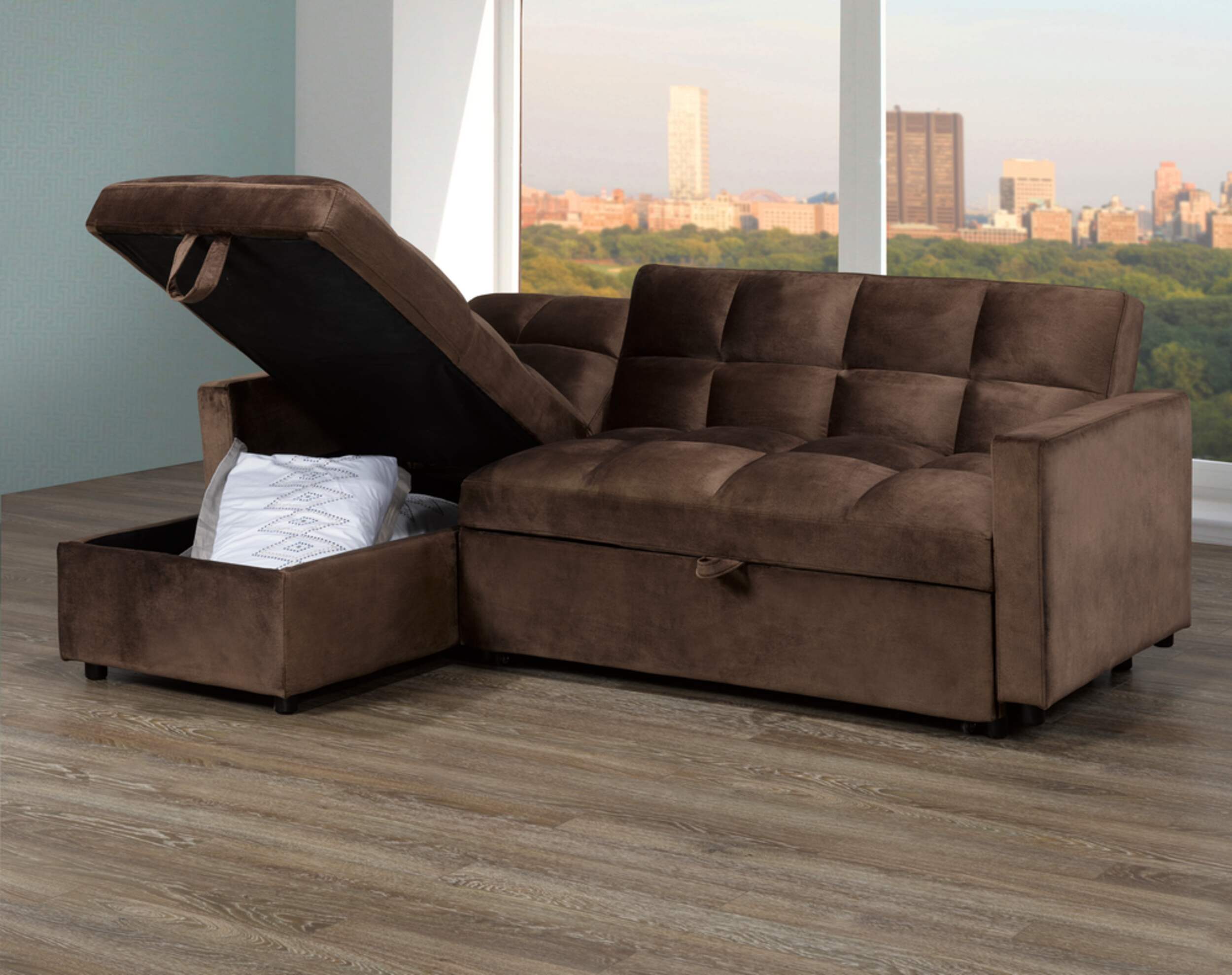 Brassex Jayden SlimProfile Sectional with PullOut Bed & Storage
