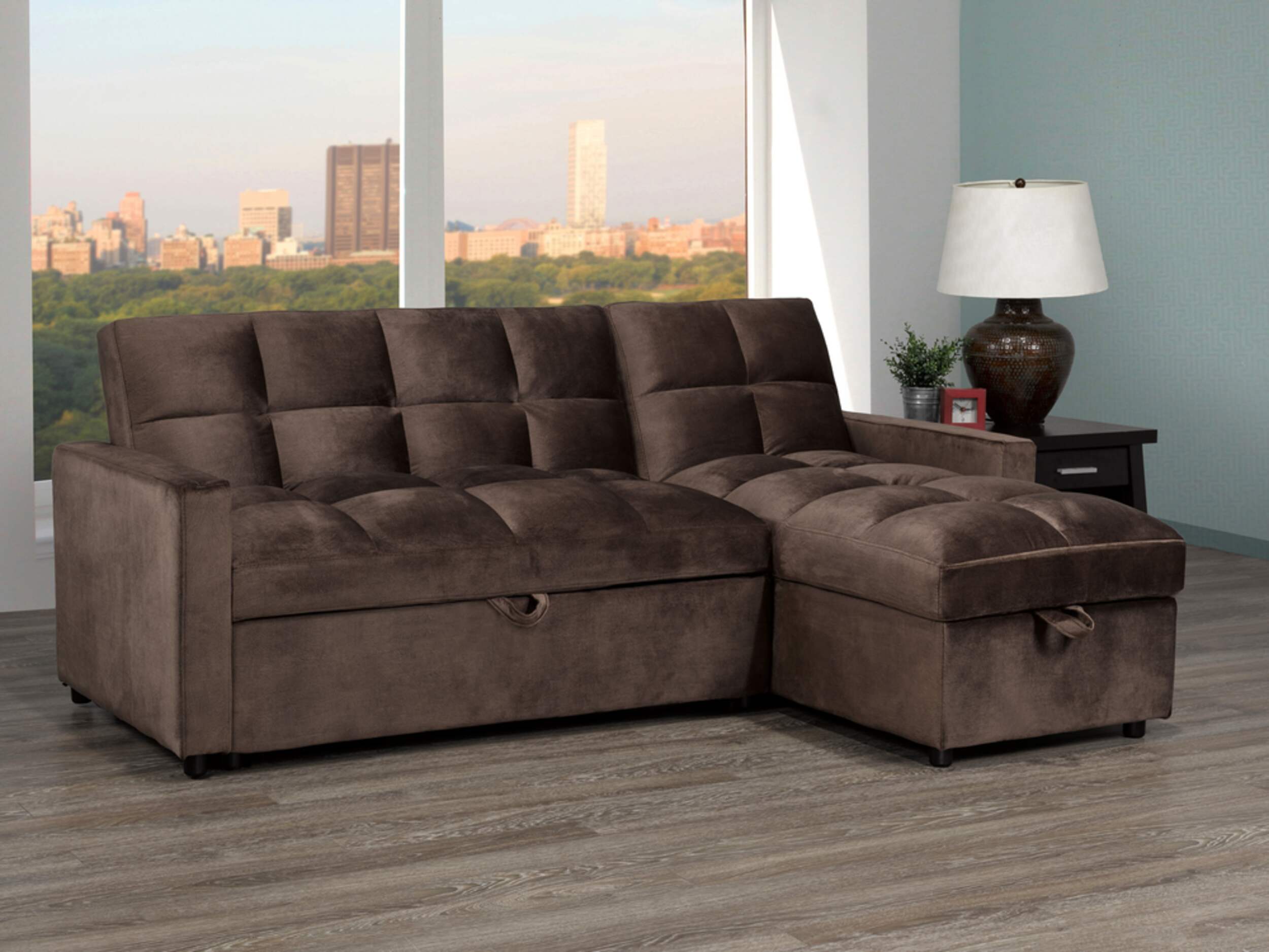 Brassex Jayden SlimProfile Sectional with PullOut Bed & Storage