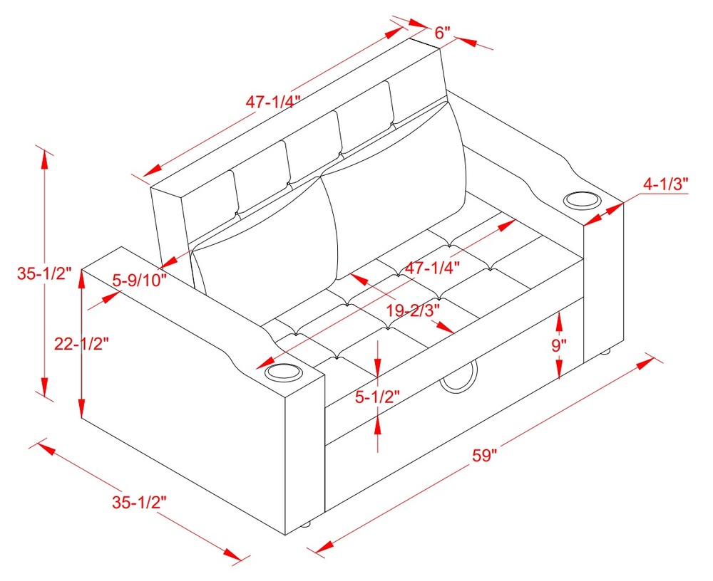 Brassex Fresno PullOut Bed Sofa with Cupholders, Grey Canadian Tire