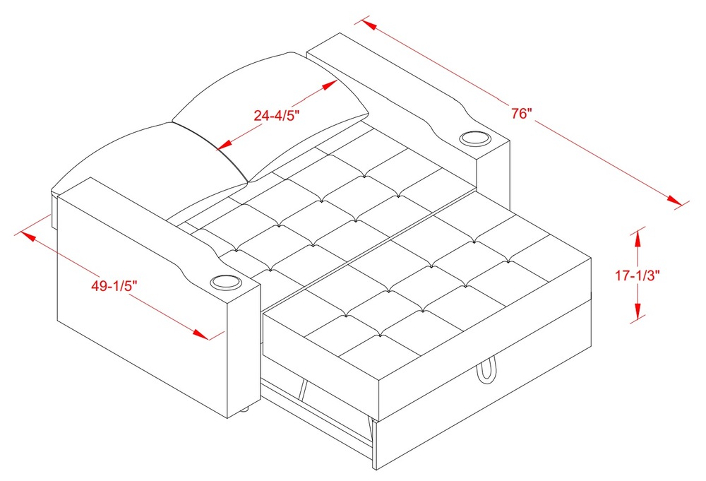 Brassex Fresno PullOut Bed Sofa with Cupholders, Grey Canadian Tire