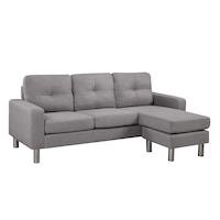 Brassex Slim Sectional with Reversible Chaise, Light Grey Front_Angled_Right
