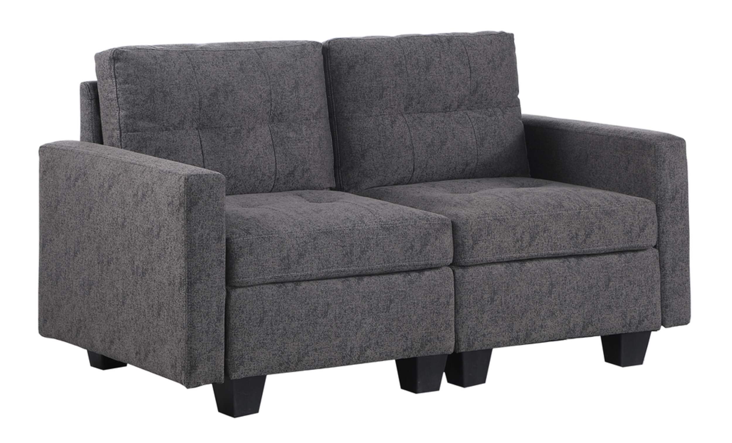 Brassex Allegra Tufted 2Seater Loveseat with Splayed Leg, Grey
