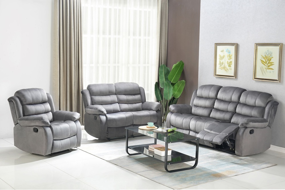 Brassex Simone Timeless Recliner Loveseat, PremiumFabric, Grey
