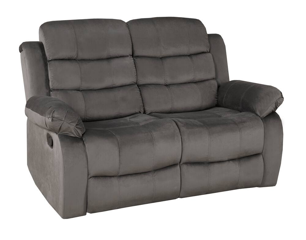 Brassex Simone Timeless Recliner Loveseat, PremiumFabric, Grey