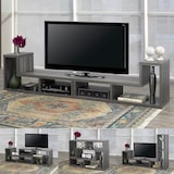 Brassex Multiple Configuration Entertainment TV Stand with Storage, Grey, 66-in Front_Three_Fourths_Angled_Left