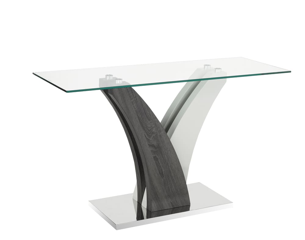 Brassex Jerome Contemporary Console Table with Tempered Glass Top, Grey