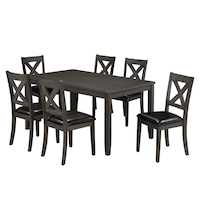 Brassex Gabriel 7-Piece Wood Dining Set, Grey Composite_or_Mixed