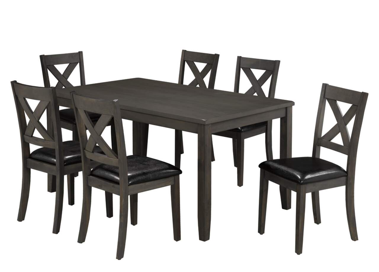 Brassex Gabriel 7 Piece Wood Dining Set Grey