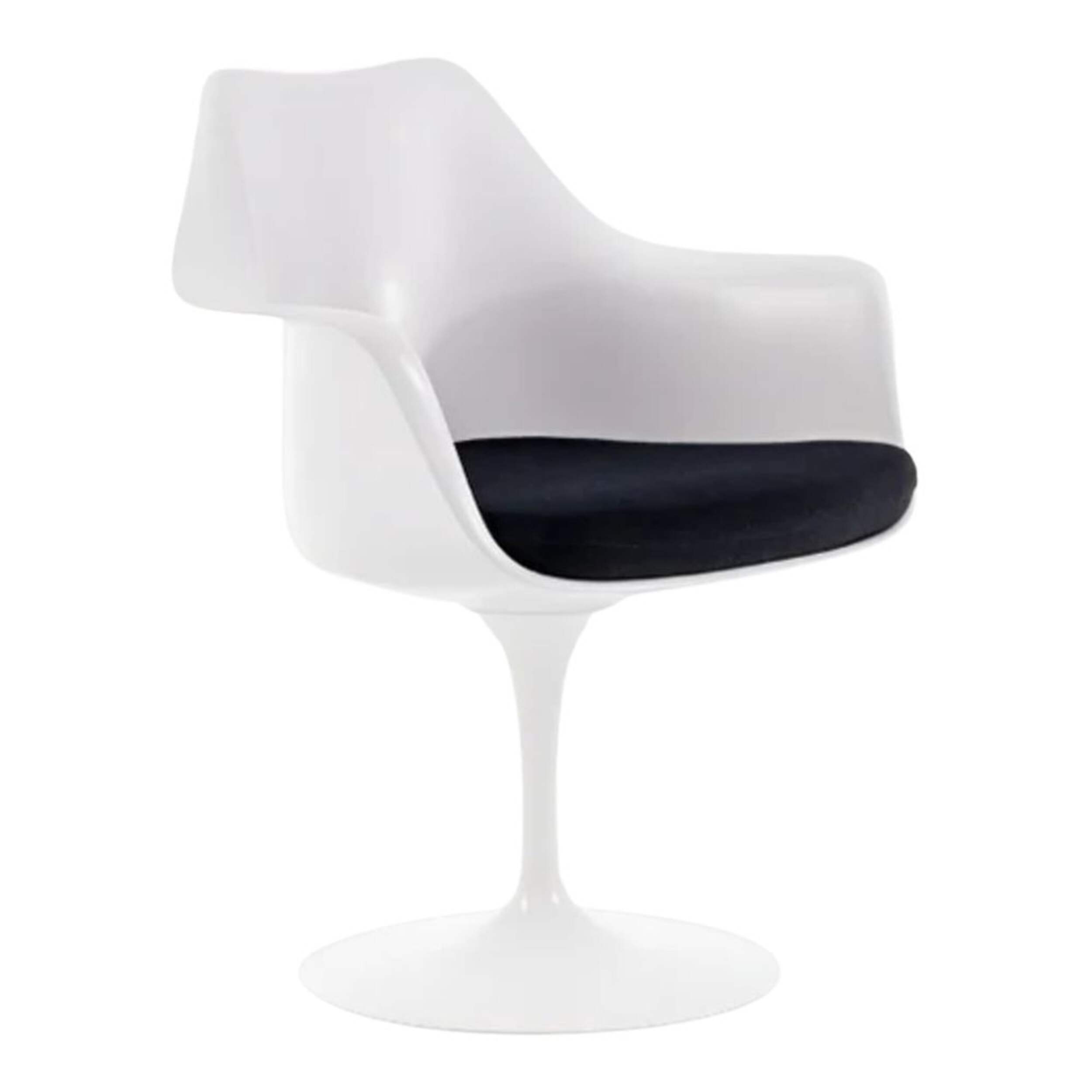 Take Me Home Tulip Chair with Arm, Fiberglass, Black Front_Three_Fourths_Angled_Right