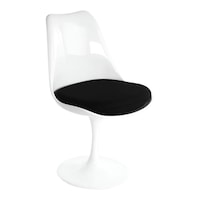 Take Me Home Tulip Armless Dining Chair, Fiberglass, Black Front_Three_Fourths_Angled_Right