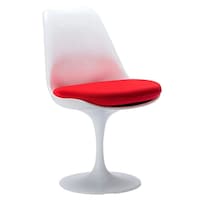 Take Me Home Tulip Chair Armless Chair, Fiberglass, Red Front_Three_Fourths_Angled_Right