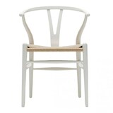 Take Me Home Wishbone Wood Dining Chair with Woven Seat, White Front_Flat