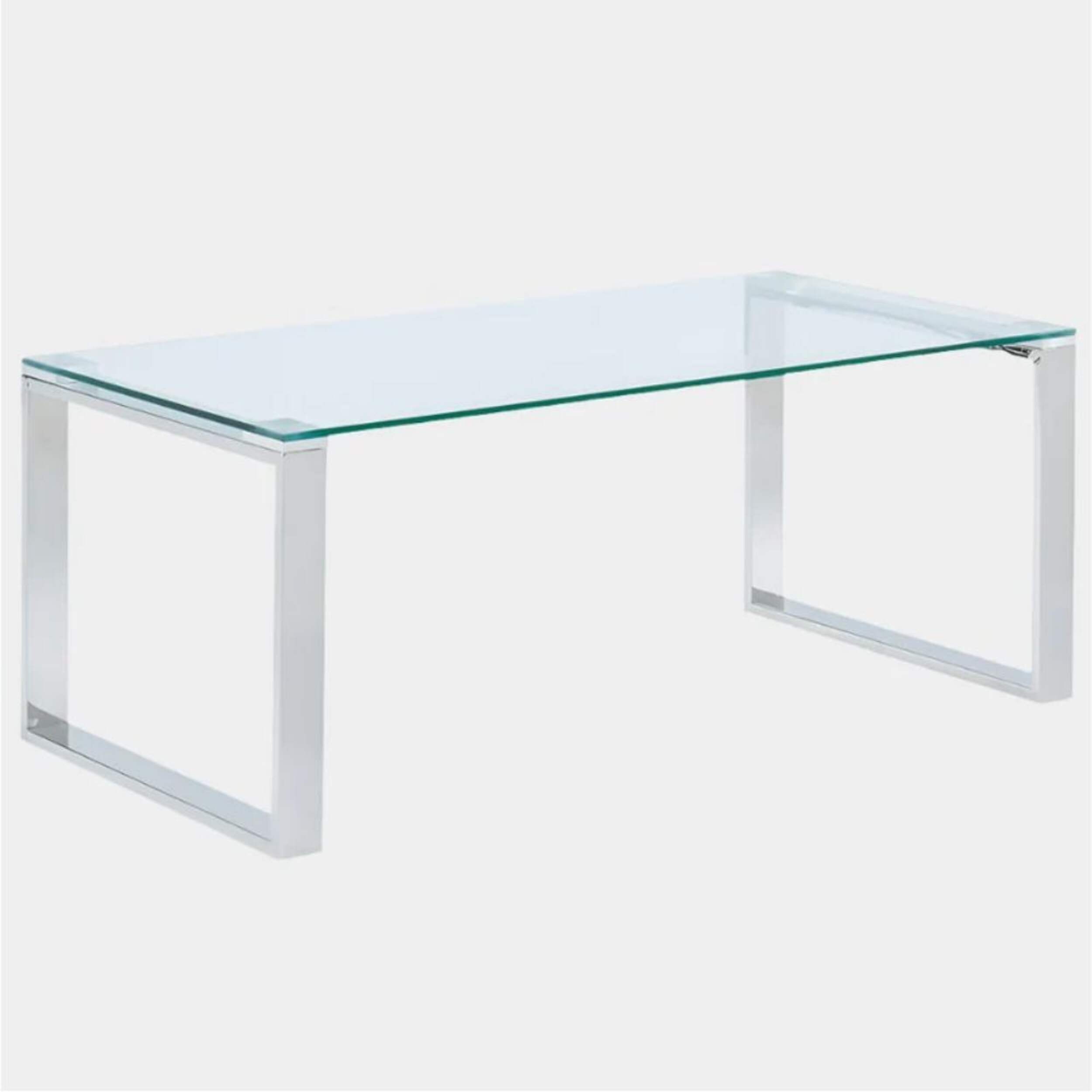 Take Me Home Gen Large Tempered Glass Coffee Table, Silver Front_Three_Fourths_Angled_Right