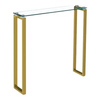 Take Me Home Gen Small Tempered Glass Console Table, Gold Front_Three_Fourths_Angled_Right