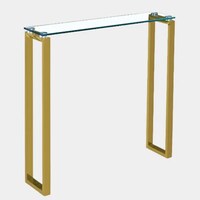 Take Me Home Gen Medium Tempered Glass Console Table, Gold Front_Three_Fourths_Angled_Right