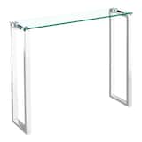 Take Me Home Gen Large Tempered Glass Console Table, Chrome Front_Three_Fourths_Angled_Right