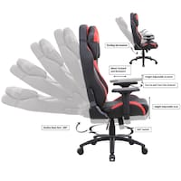 Fauteuil de jeu ergonomique de qualité supérieure ViscoLogic Ninja, noir/rouge