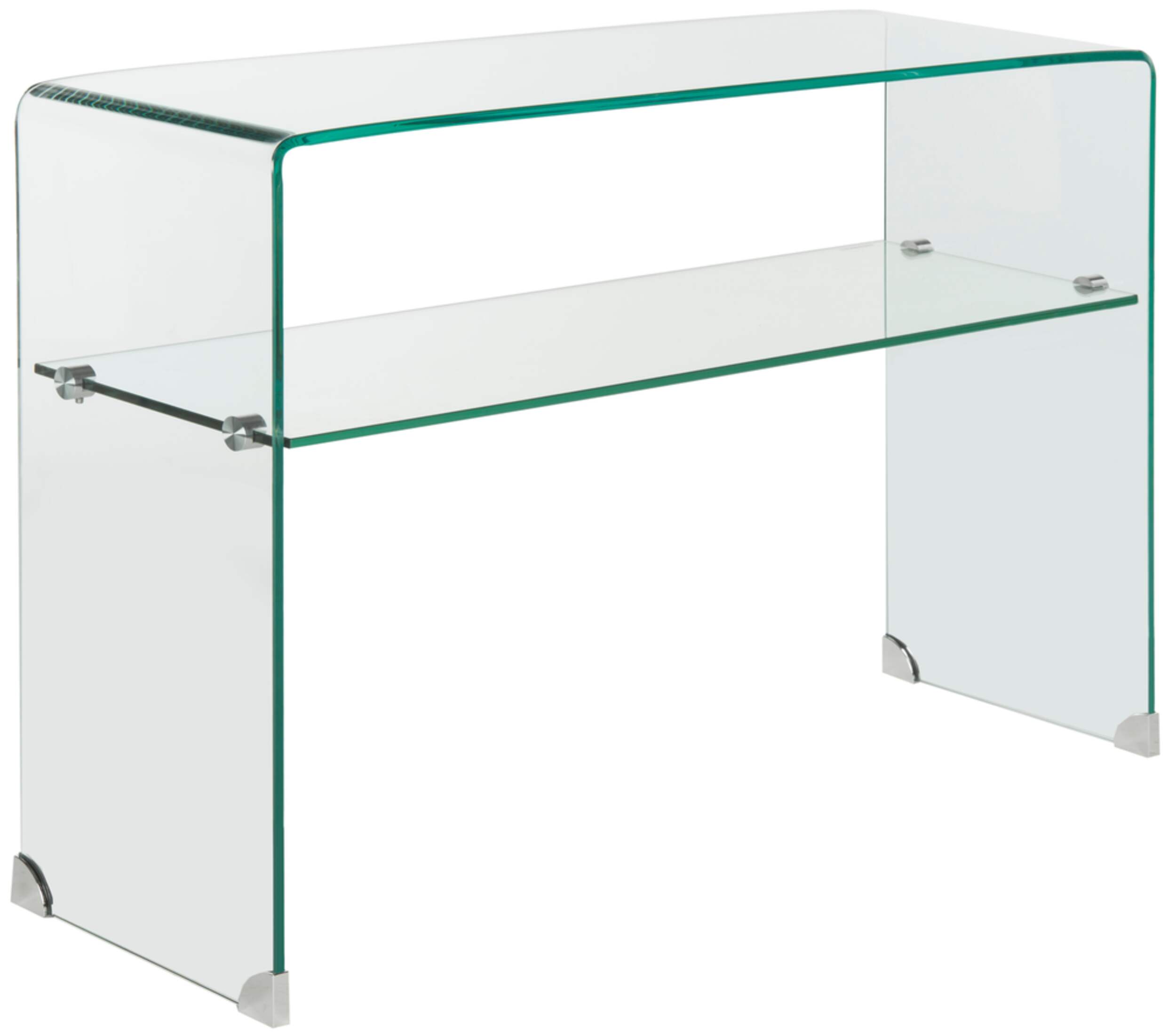 Safavieh Hollis Glass Console Table, Clear Front_Three_Fourths_Angled_Right