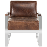 Safavieh Parkgate Occasional Leather Chair, Cigar Brown Front_Flat
