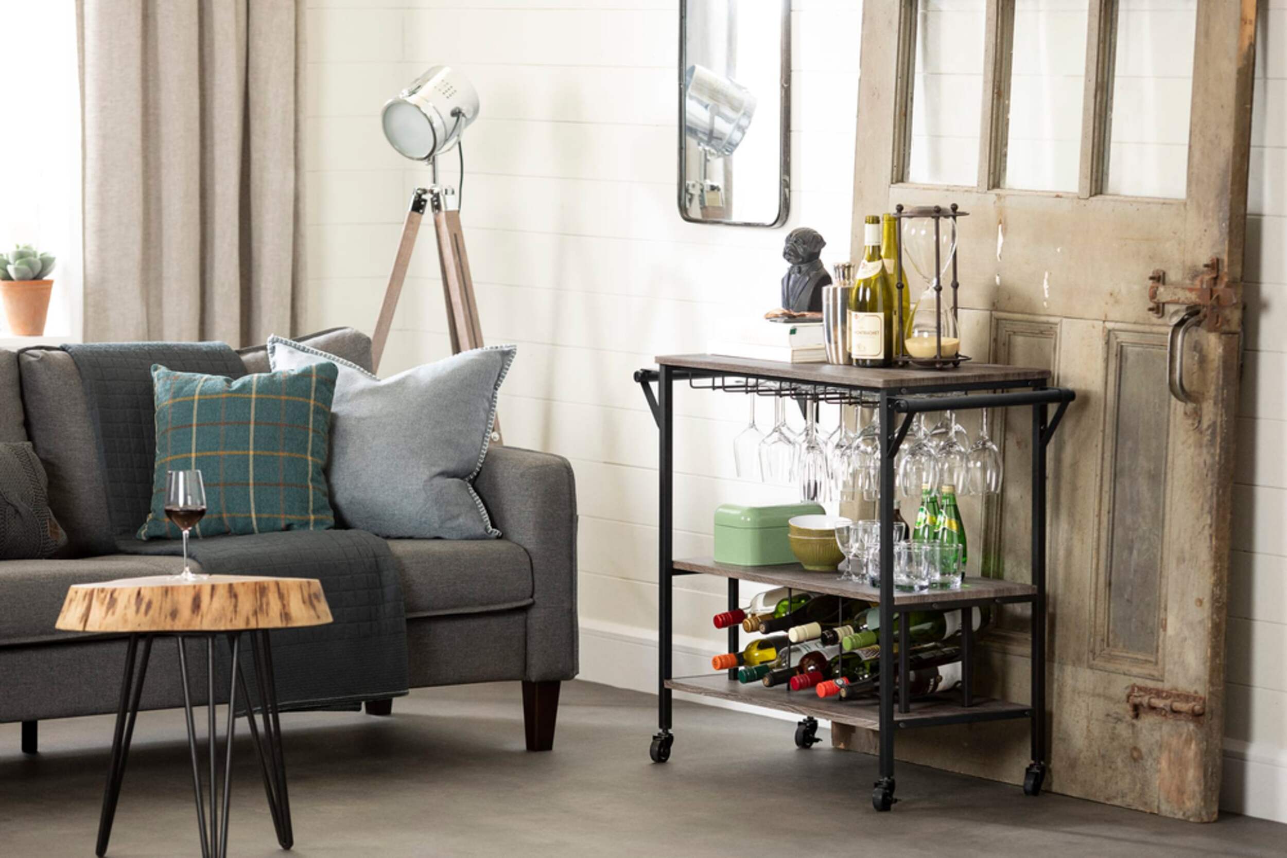 South Shore Munich Bar Cart with Wine Rack Canadian Tire