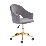 Home Gear Geeky Velvet Office Chair, Gold Base Front_Three_Fourths_Angled_Right