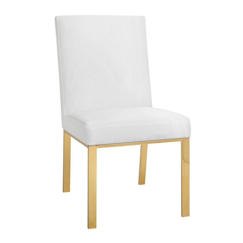 Home Gear Dining Chair with Patterned Back, Gold Frame, White
