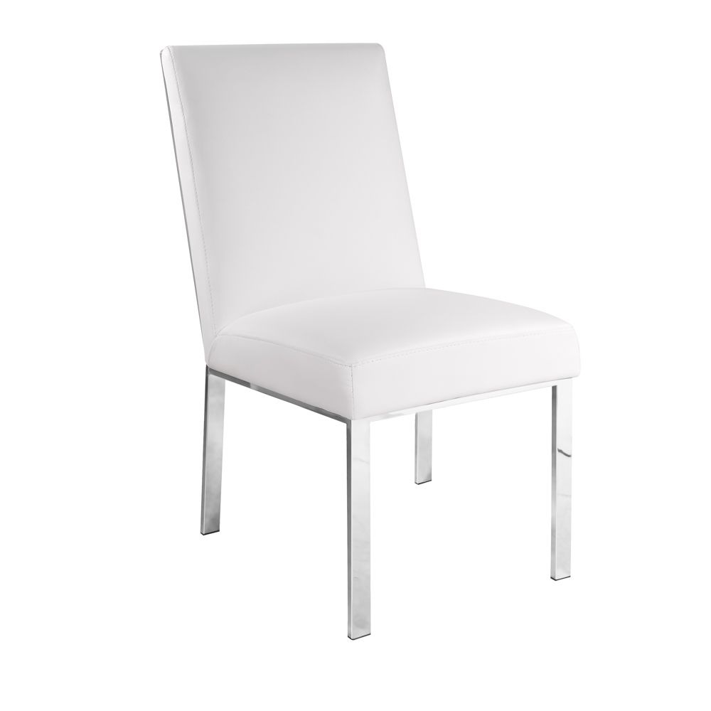 Home Gear Dining Chair with Patterned Back, Silver Frame, White