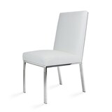 Chaise à dîner avec cadre argent et arrière à motif Home Gear, blanc Front_Three_Fourths_Angled_Left