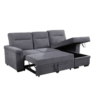Brassex Nathan Sectional Sofa with Pull-Out Bed, Grey Front_Three_Fourths_Angled_Right