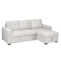 Brassex Jade Sectional Sofa with Pull-Out Bed, Beige Front_Three_Fourths_Angled_Right