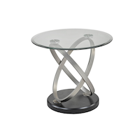 Brassex Kona Accent End/Side Table, Silver/Black, 24-in Front_Three_Fourths_Angled_Right