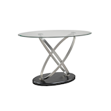 Brassex Kona Console/Sofa Table with Tempered Glass Top, Silver/Black Front_Three_Fourths_Angled_Right