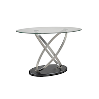 Brassex Kona Console/Sofa Table with Tempered Glass Top, Silver/Black Front_Three_Fourths_Angled_Right